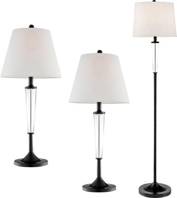 Hiniscus Peak Black Lamp, Set of 3