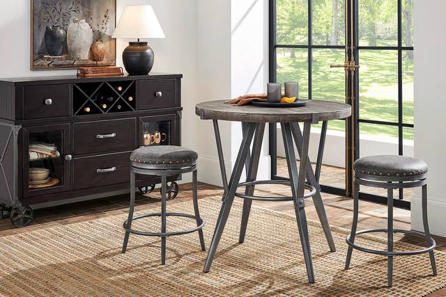 Hitchens Gray Swivel Bar Stool - Thumbnail - Image 2