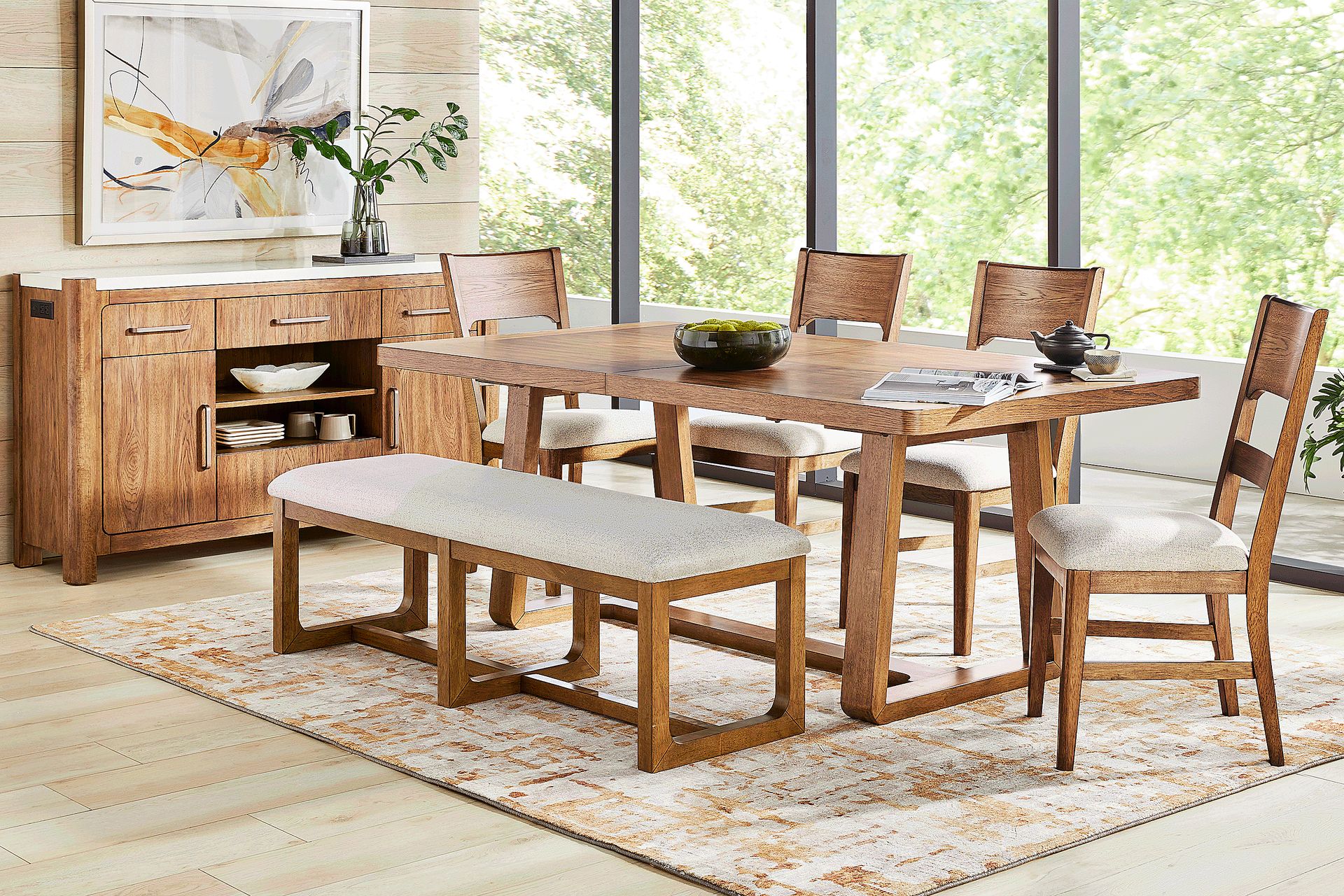 Holden Brown 6 Pc Dining Room with Bench - Image 1