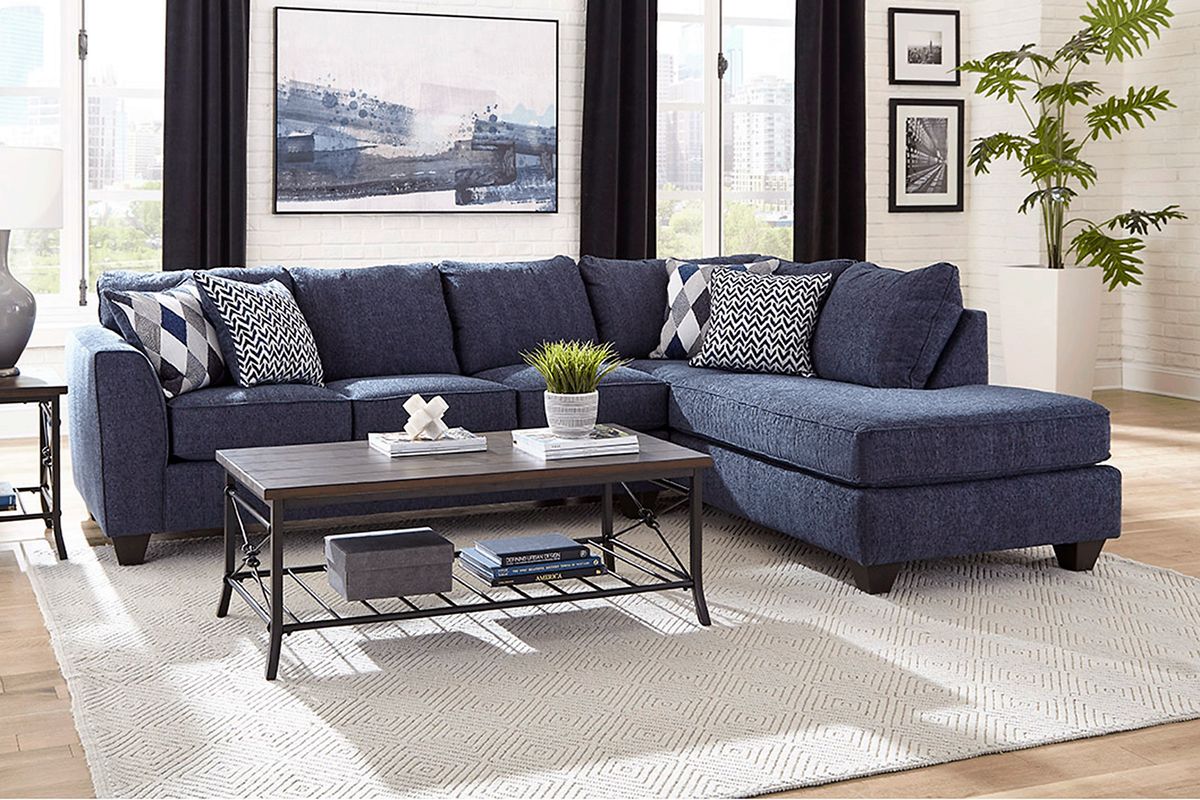 Blue sectional on sale for sale