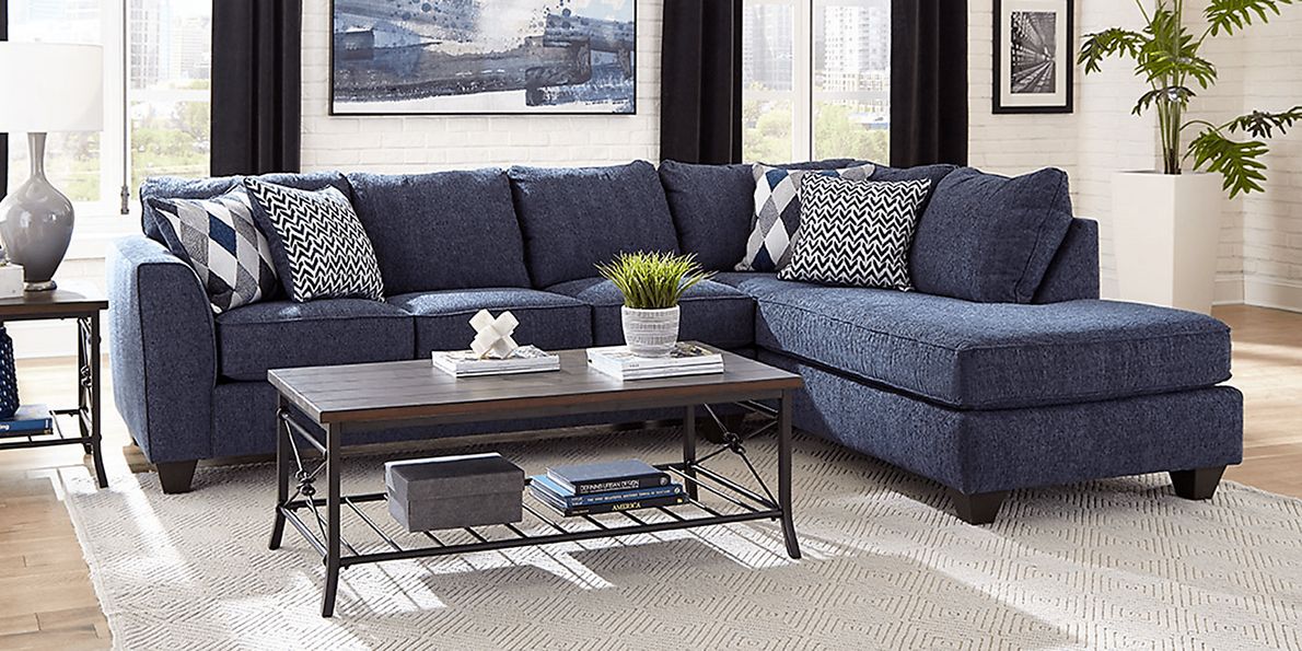 Holiday Grove 5 Pc Blue Textured Living Room Set With 2 Pc