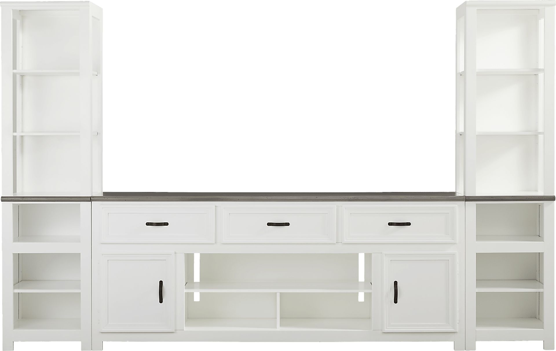 Hollow Ridge White 3 Pc Wall Unit with 84 in. Console - Image 1