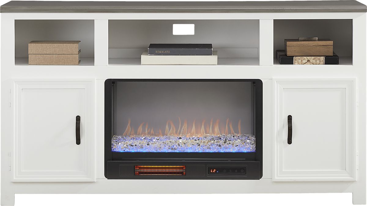 Hollow Ridge White Crystal Fireplace | Rooms to Go
