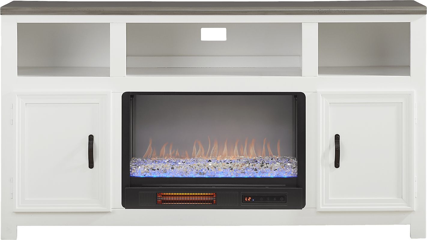 Hollow Ridge White 63 in. Console with Electric Fireplace