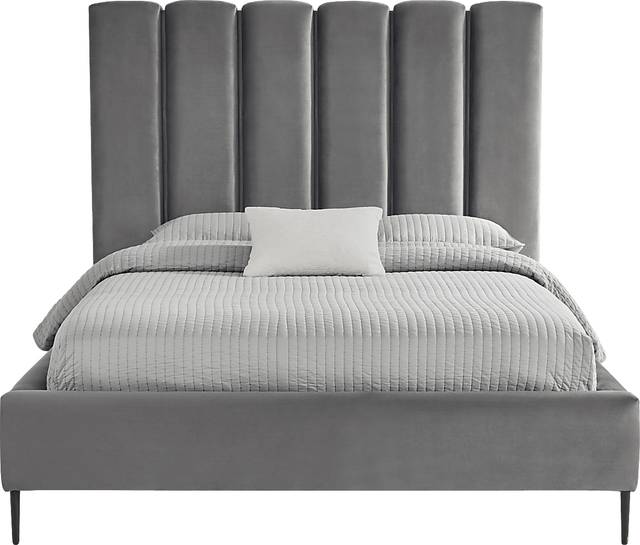 Holloway Light Gray 3 Pc King Platform Bed - Thumbnail - Image 1