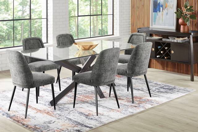 Hollybrooke Black 5 Pc Dining Room with Charcoal Chairs - Thumbnail - Image 1