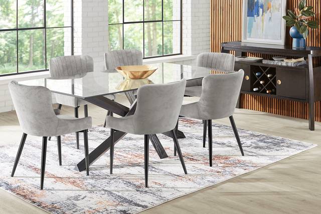 Hollybrooke Black 5 Pc Dining Room with Gray Chairs - Thumbnail - Image 1