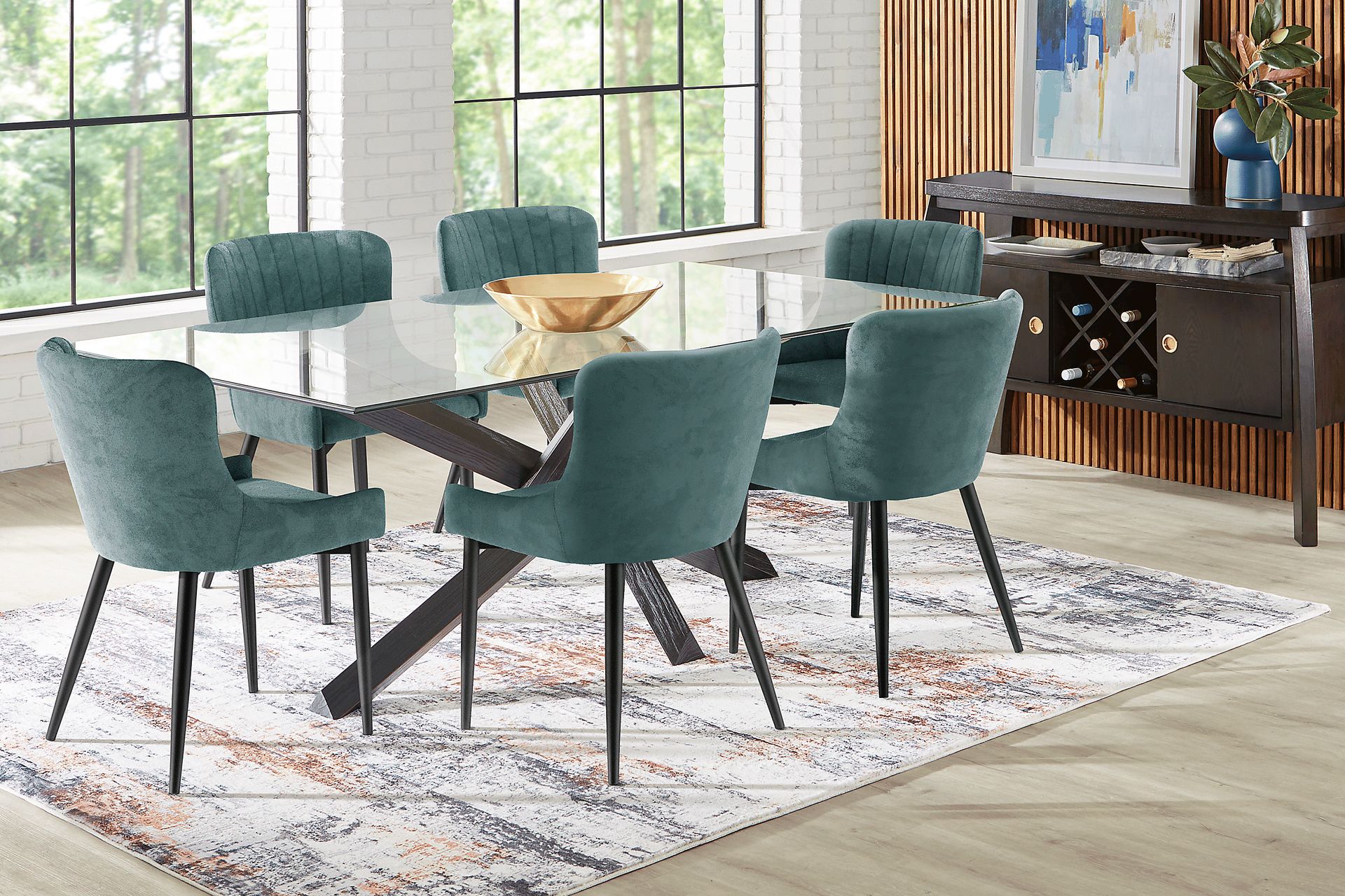 Hollybrooke Black 5 Pc Dining Room with Ink Chairs - Image 1