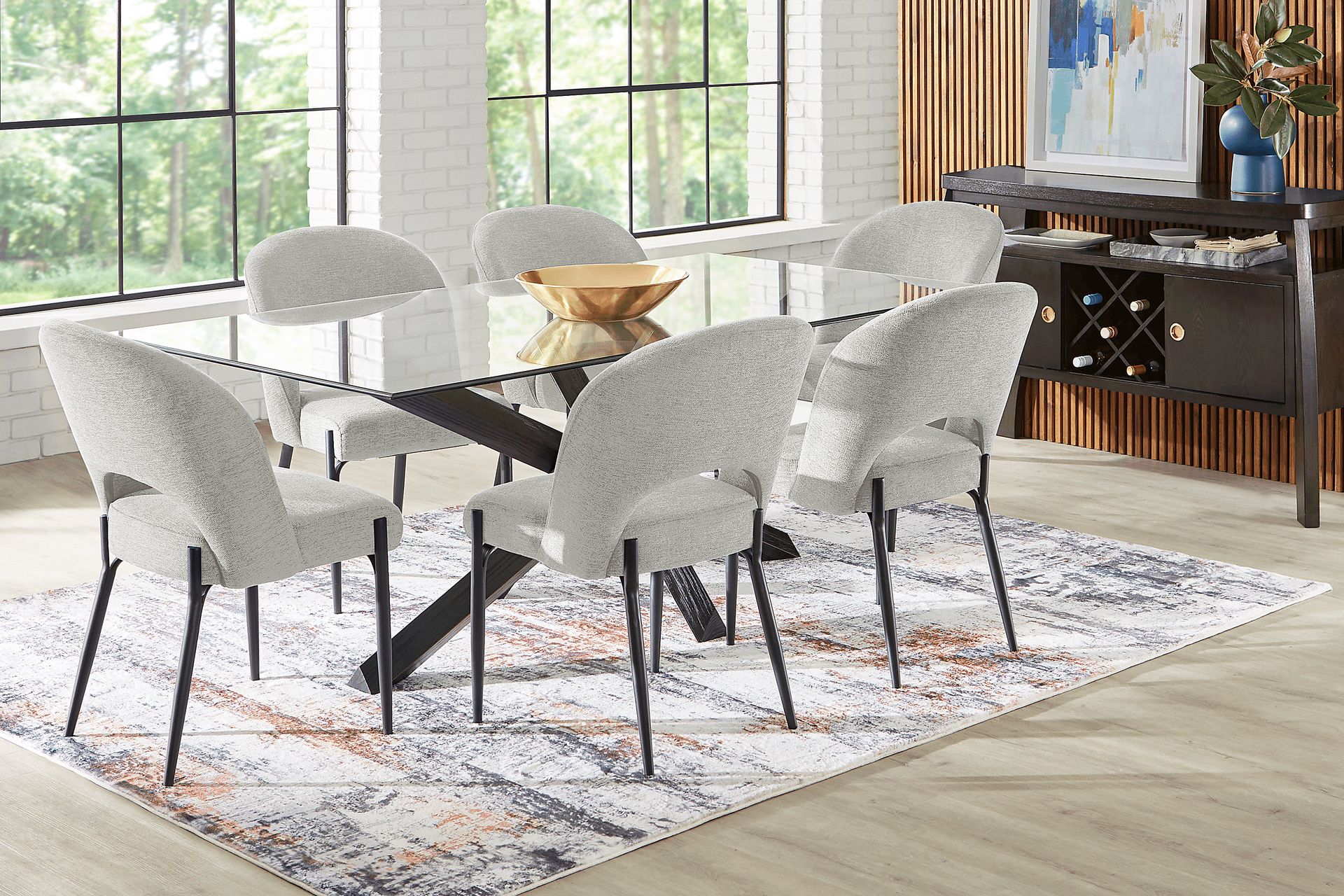 Hollybrooke Black 5 Pc Dining Room with Light Gray Chairs - Image 1