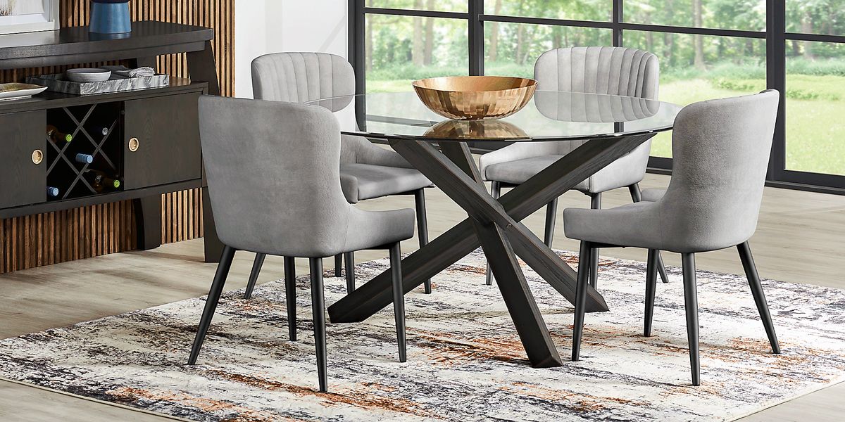 Hollybrooke 5 Pc Black Black,Colors Gray Dining Room Set - Rooms To Go