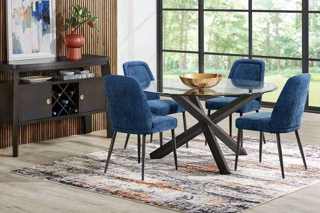 Hollybrooke Black 5 Pc Round Dining Room with Midnight Chairs - Thumbnail - Image 1