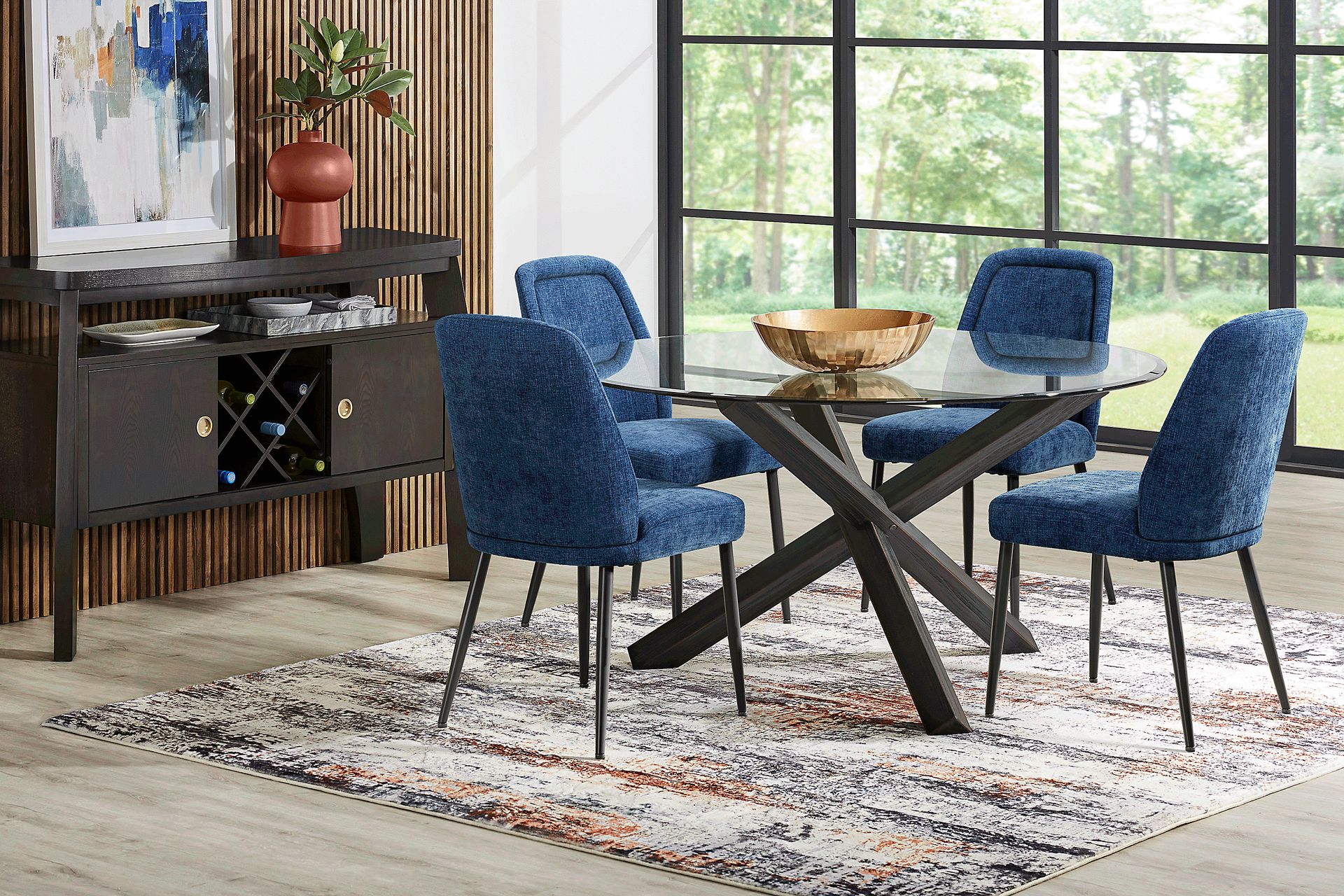 Hollybrooke Black 5 Pc Round Dining Room with Midnight Chairs - Image 1