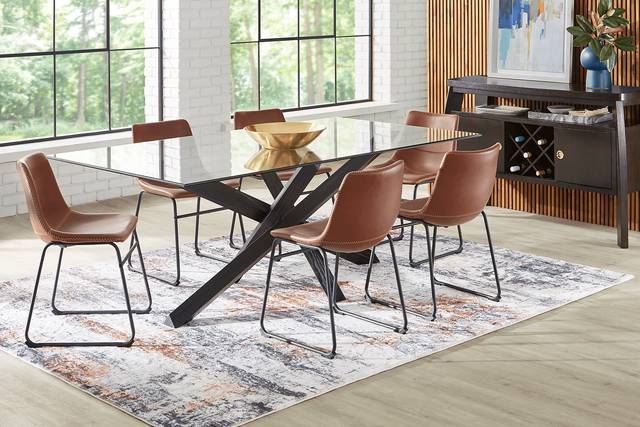Hollybrooke Black 7 Pc Dining Room with Brown Chairs - Thumbnail - Image 1