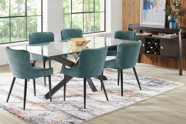 Hollybrooke Black 7 Pc Dining Room with Ink Chairs - Thumbnail - Image 1