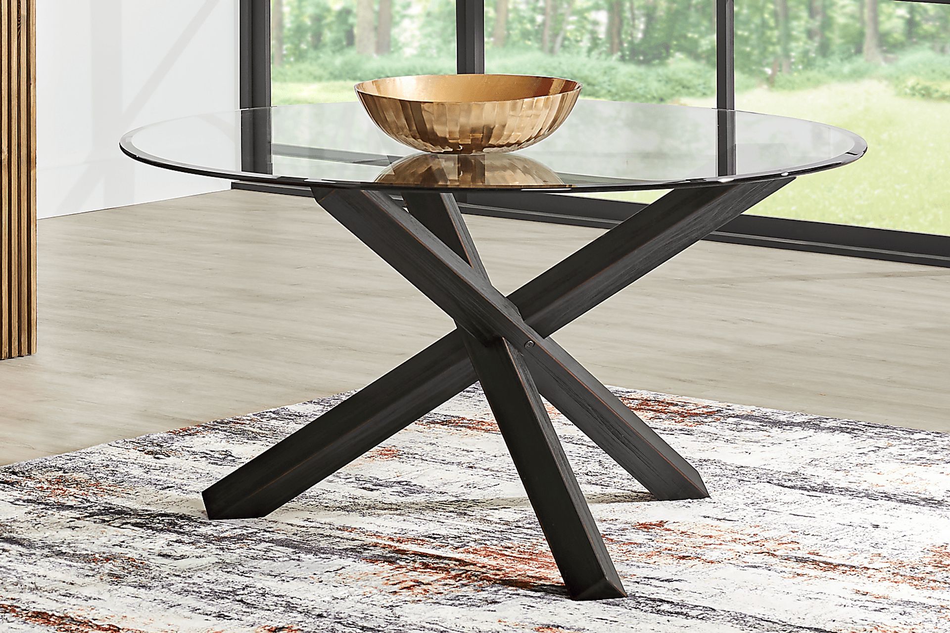 Hollybrooke Black 5 Pc Round Dining Room with Charcoal Chairs - Image 3