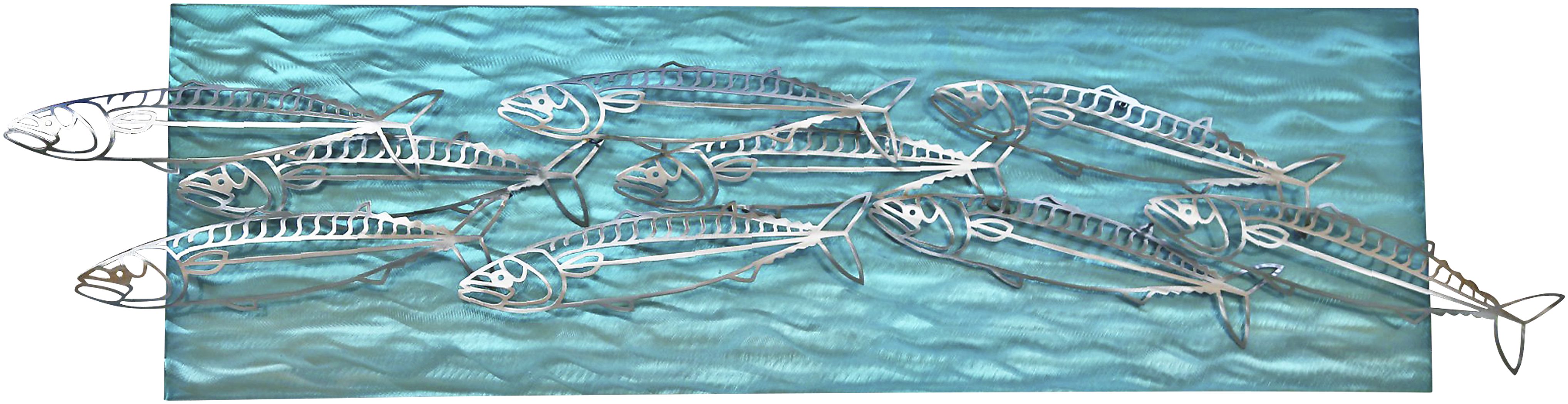 Holy Mackerel Teal Outdoor Wall Art