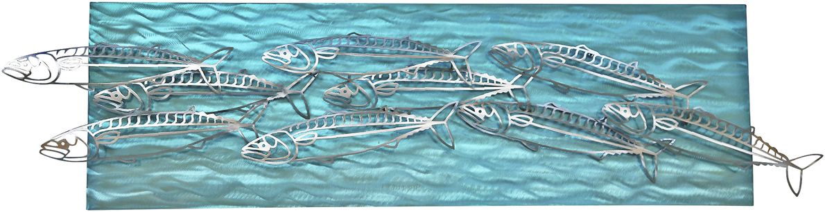 Holy Mackerel Teal Outdoor Wall Art