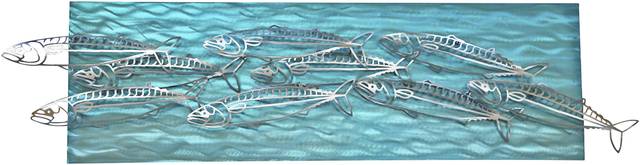 Holy Mackerel Teal Outdoor Wall Art - Thumbnail - Image 1