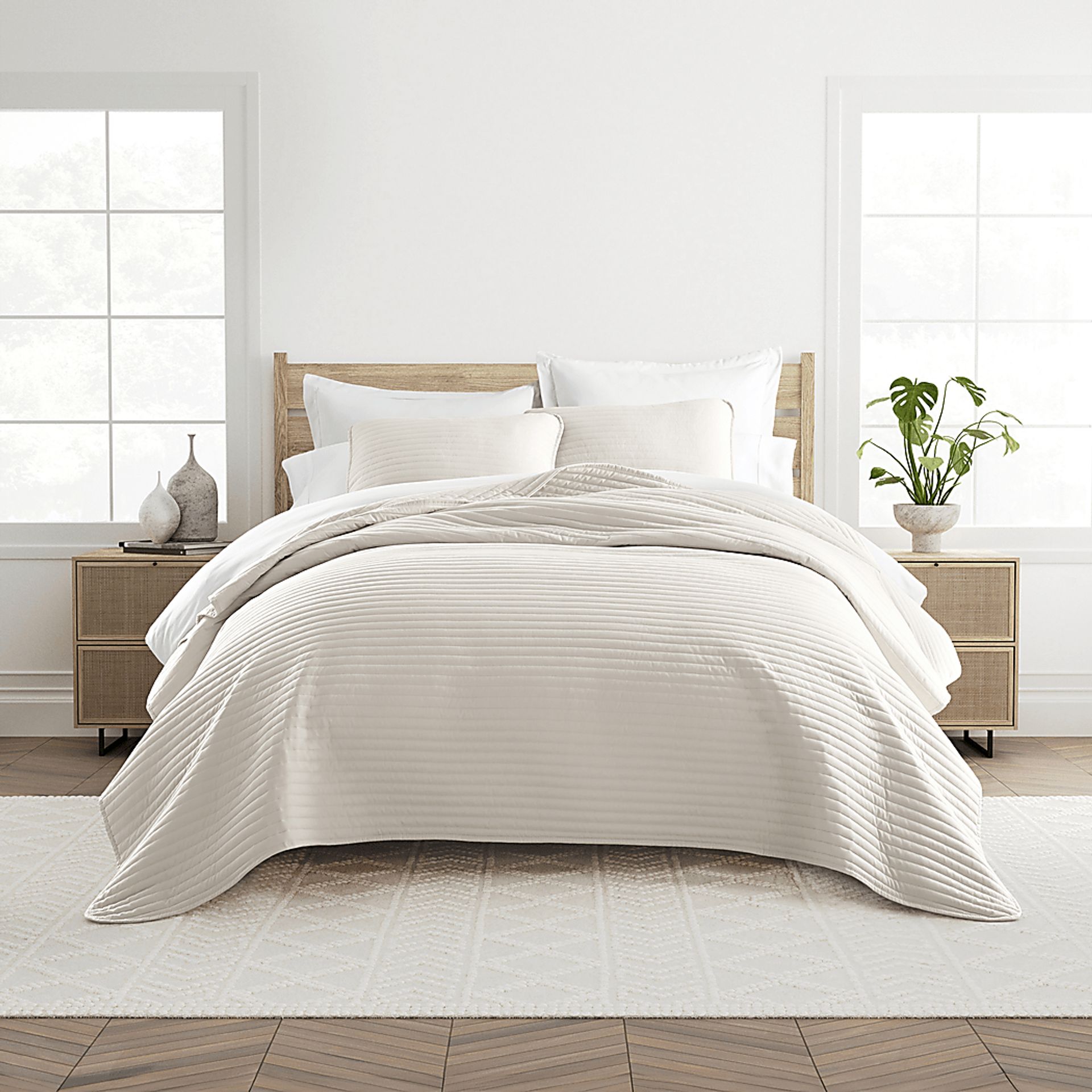 Honeybell Beige 3 Pc Queen Quilt Set - Image 1