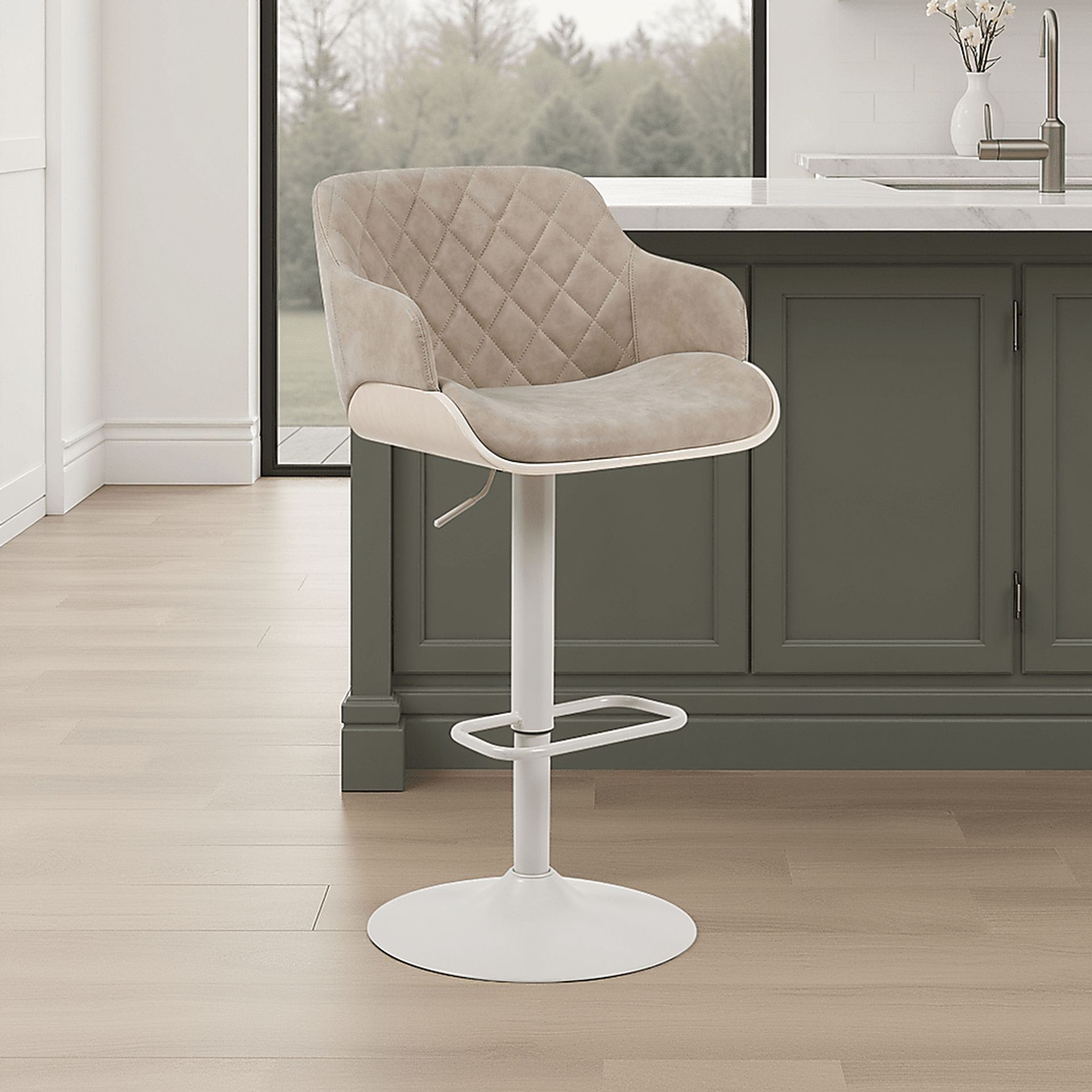 Honeypoint Taupe Barstool - Image 2