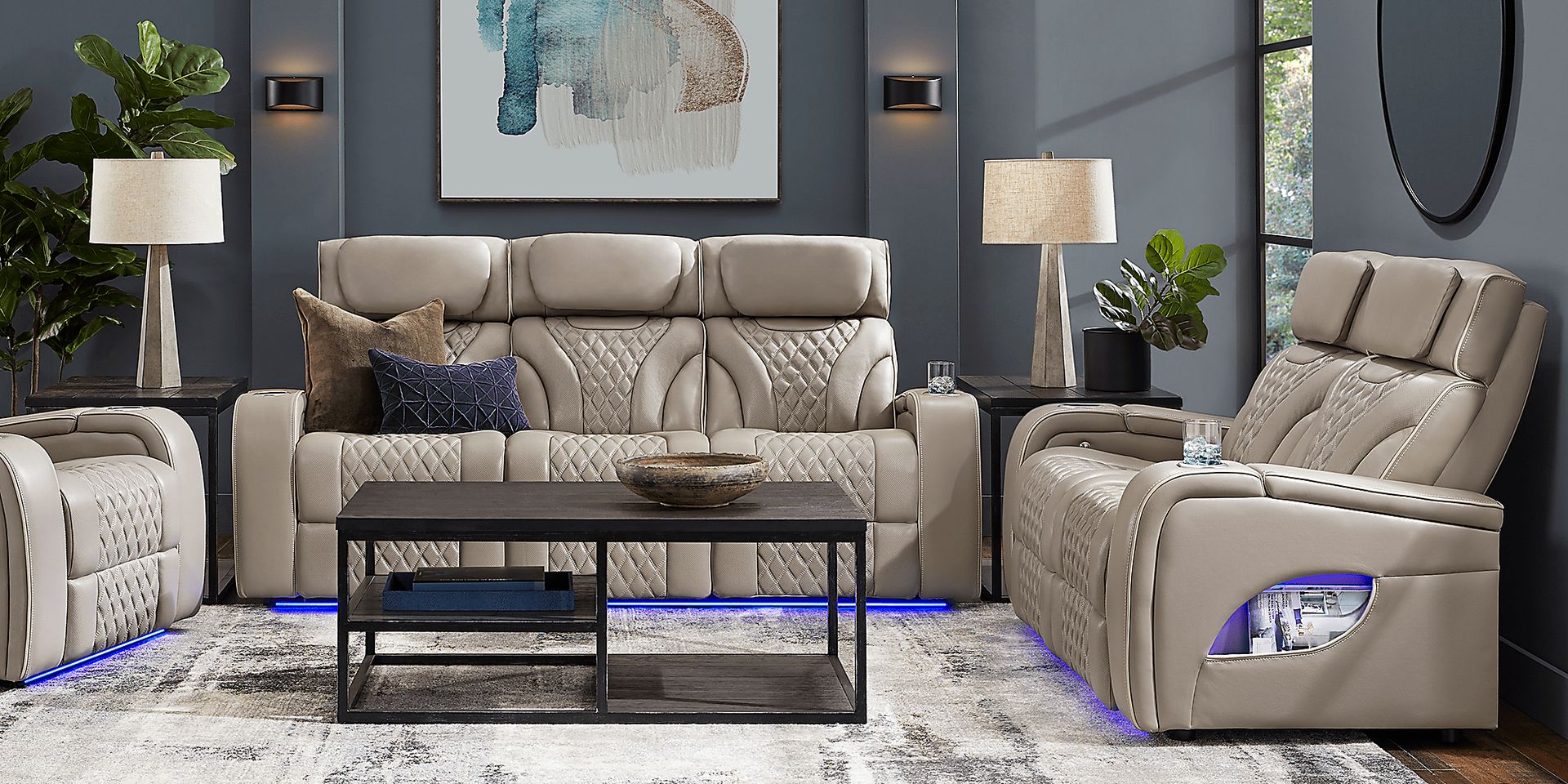 Horizon Ridge Beige Leather Loveseat - Image 2