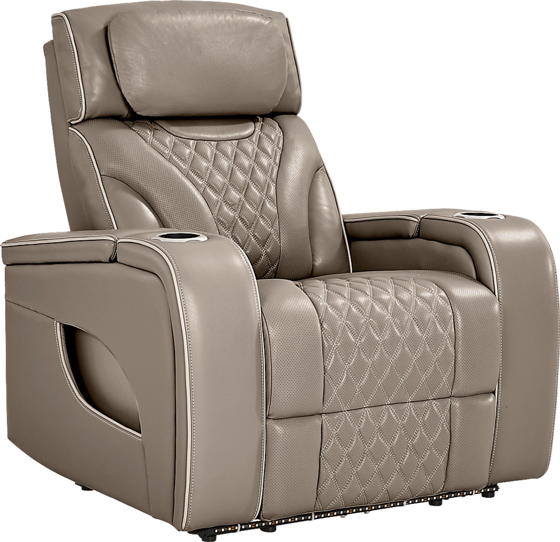 Horizon Ridge Beige Leather Triple Power Recliner with Massage and Heat - Image 4