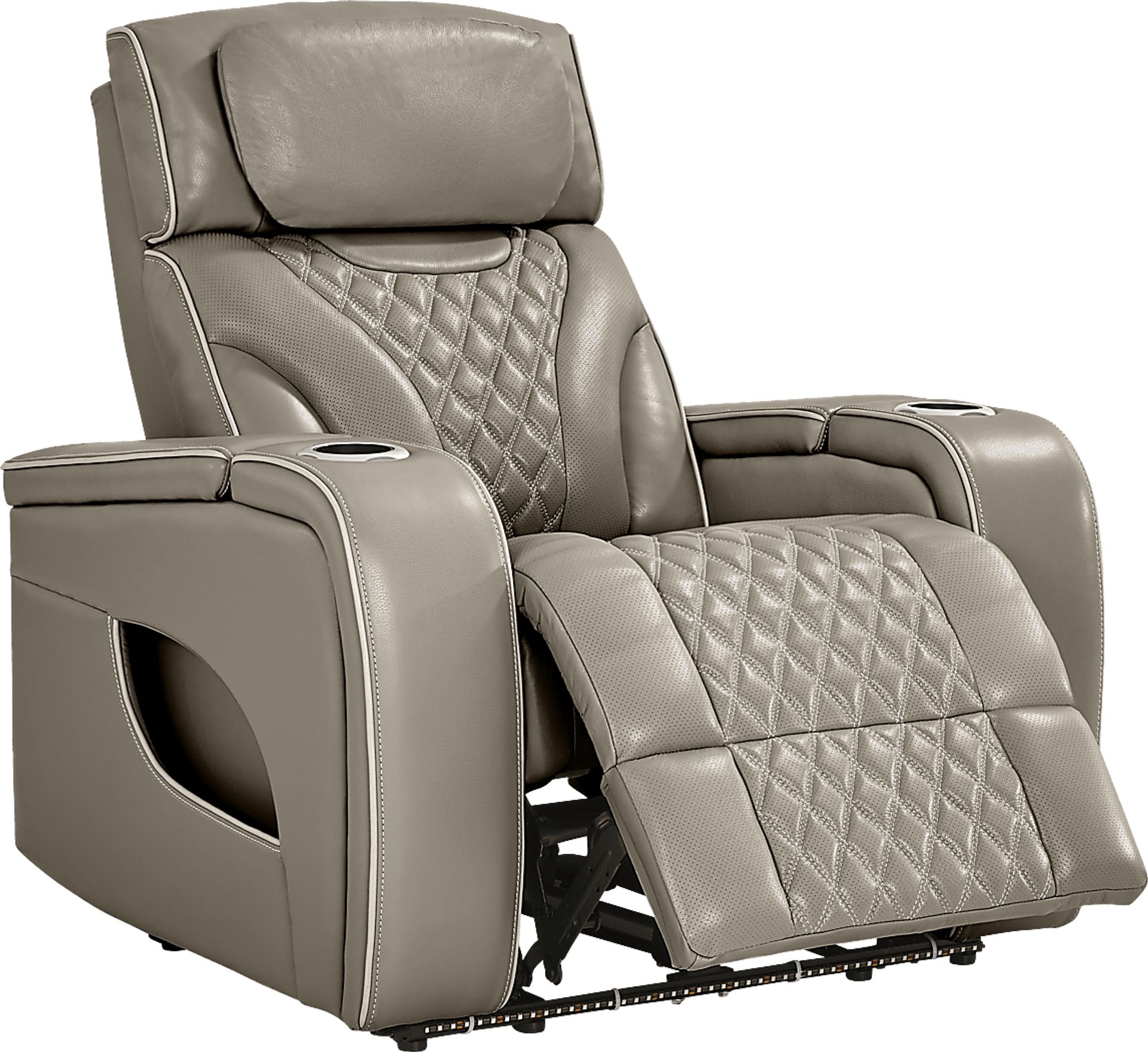 Horizon Ridge Beige Leather Triple Power Recliner with Massage and Heat - Image 4