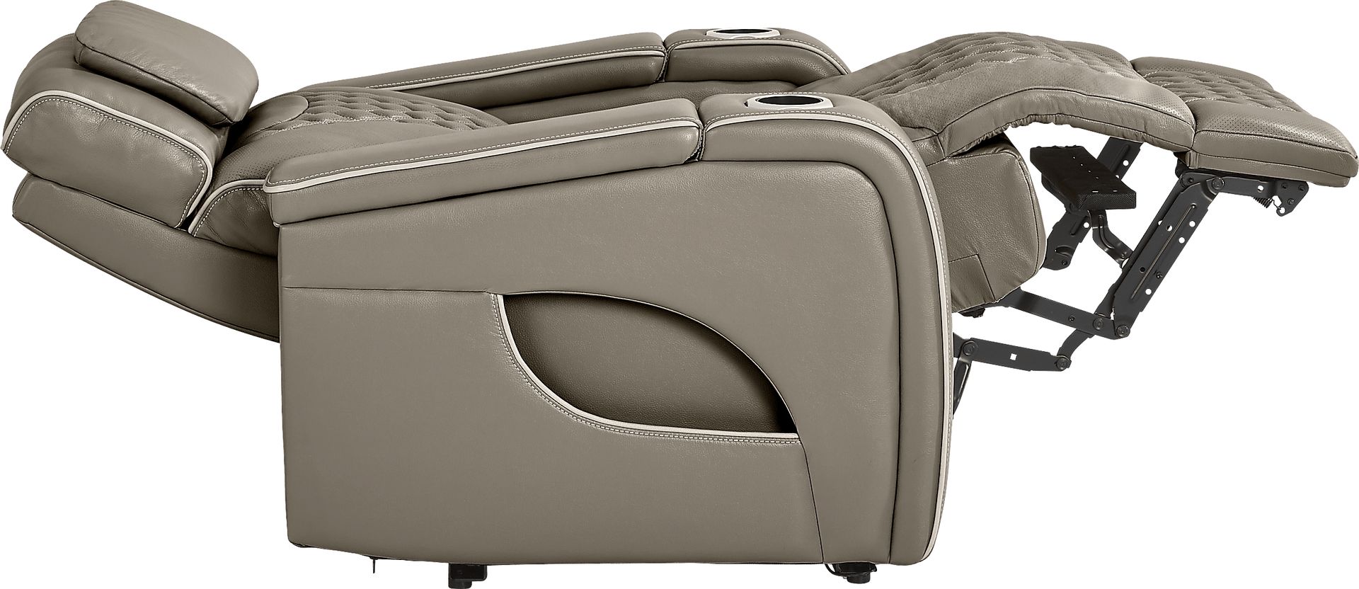 Horizon Ridge Beige Leather Triple Power Recliner with Massage and Heat - Image 5
