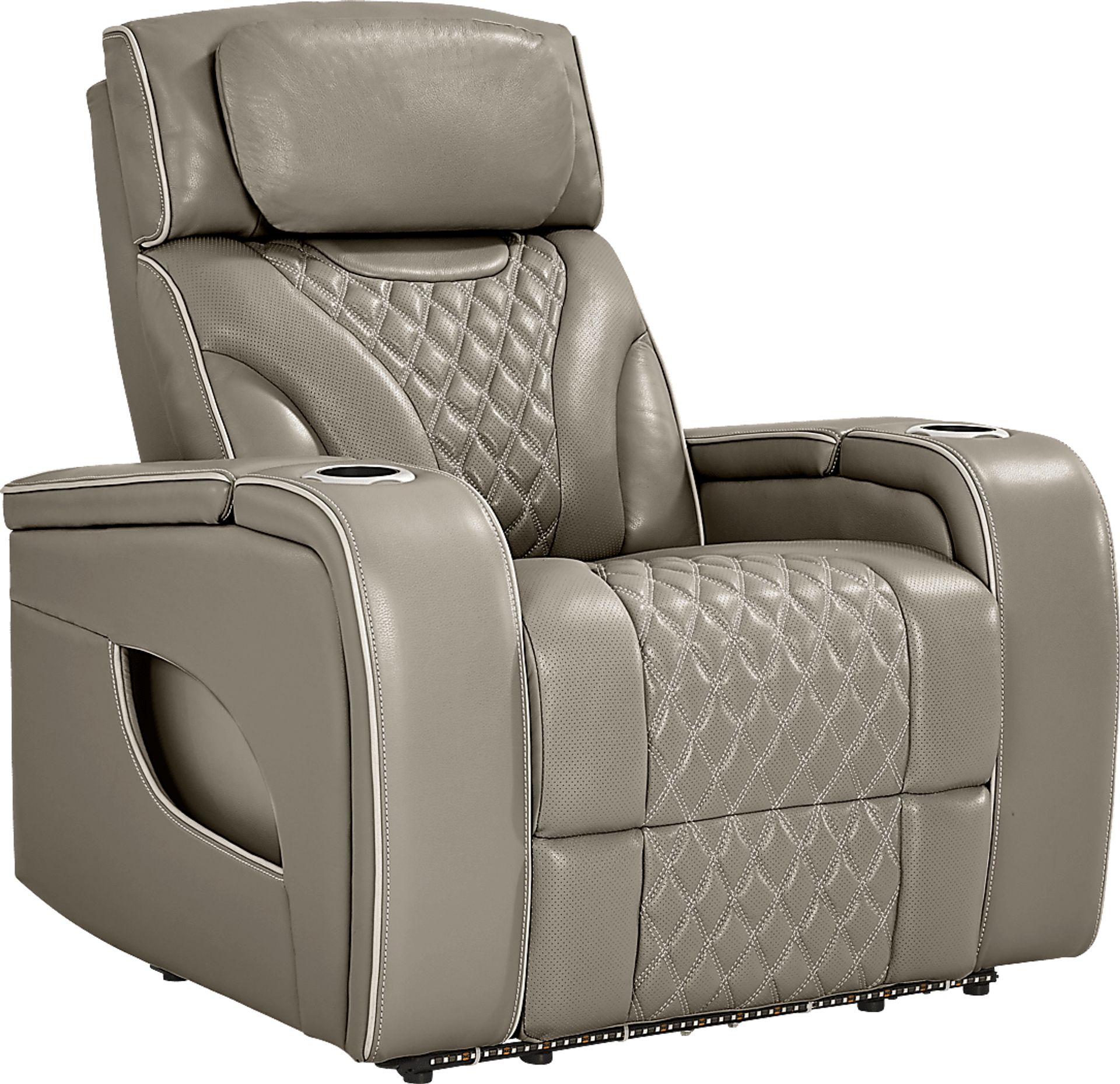 Horizon Ridge Beige Leather Triple Power Recliner with Massage and Heat - Image 1