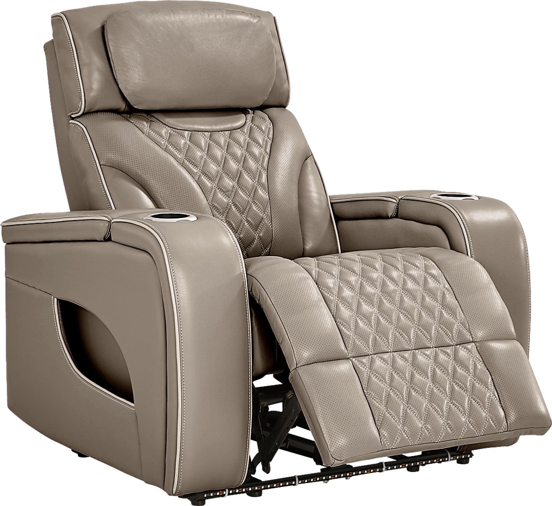 Horizon Ridge Beige Leather Triple Power Recliner with Massage and Heat - Image 1