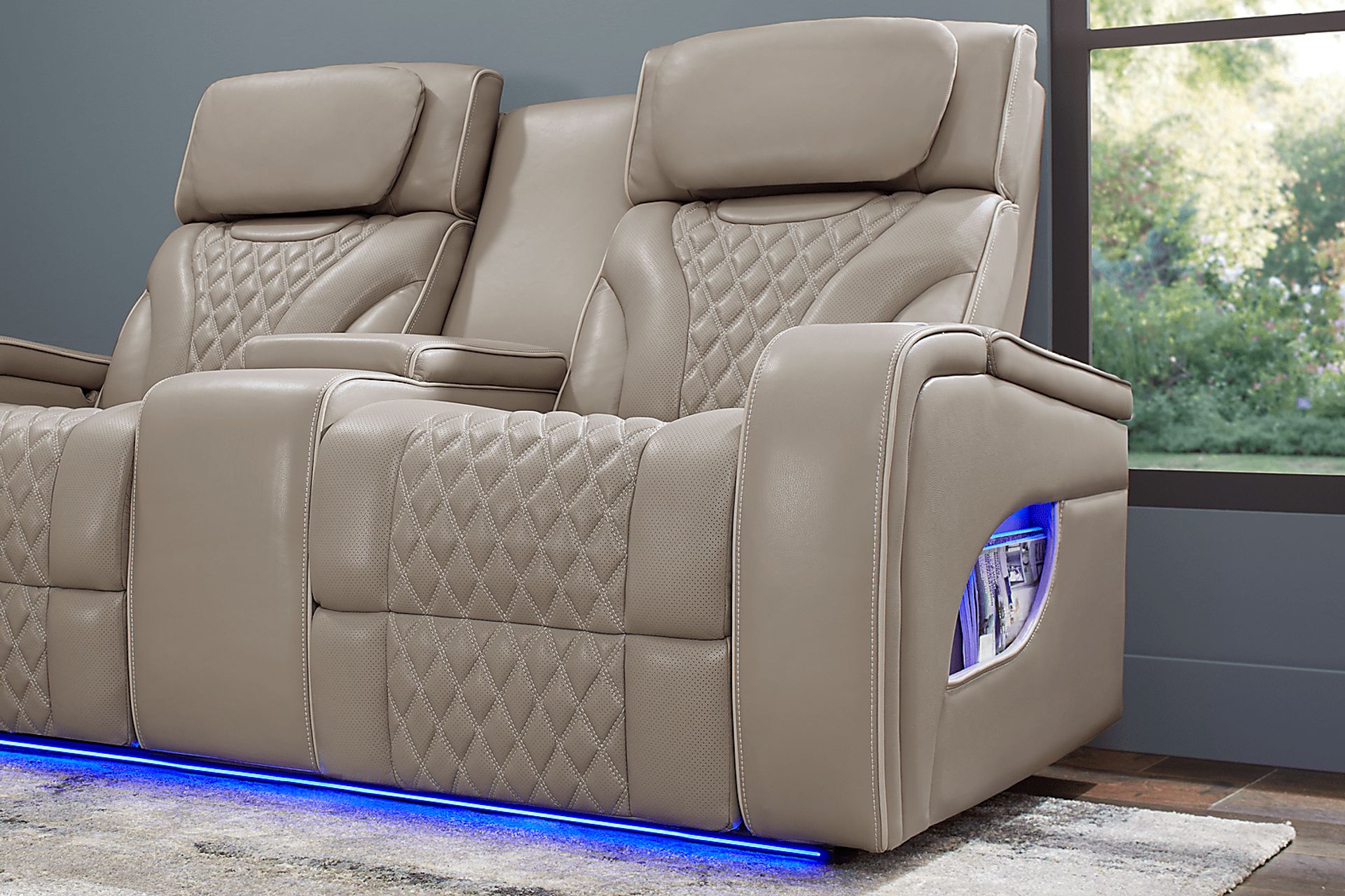 Horizon Ridge Beige Leather 6 Pc Triple Power Reclining Living Room with Massage and Heat - Image 24