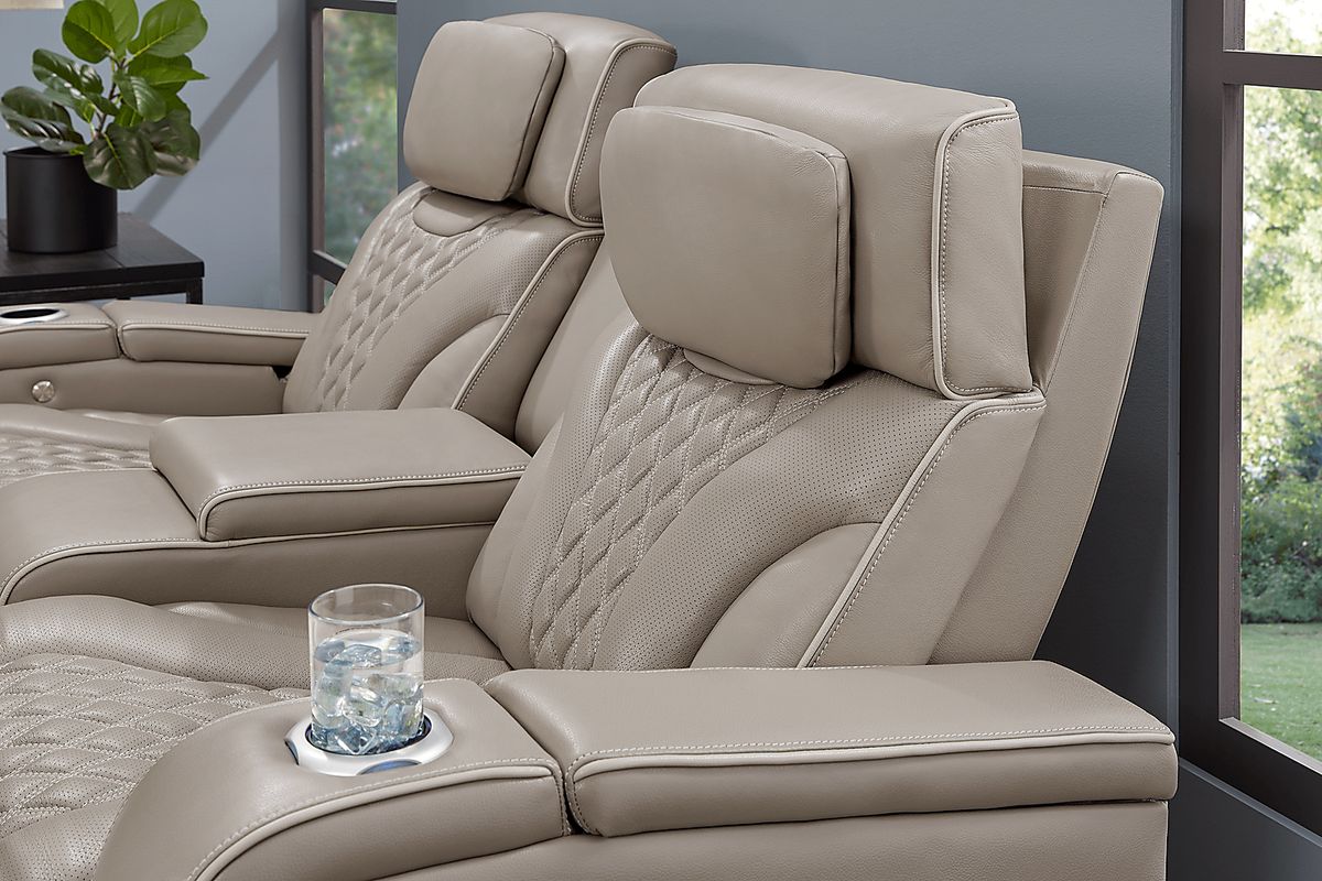 Horizon Ridge 8 Pc Beige Leather Triple Power Reclining Living Room Set ...
