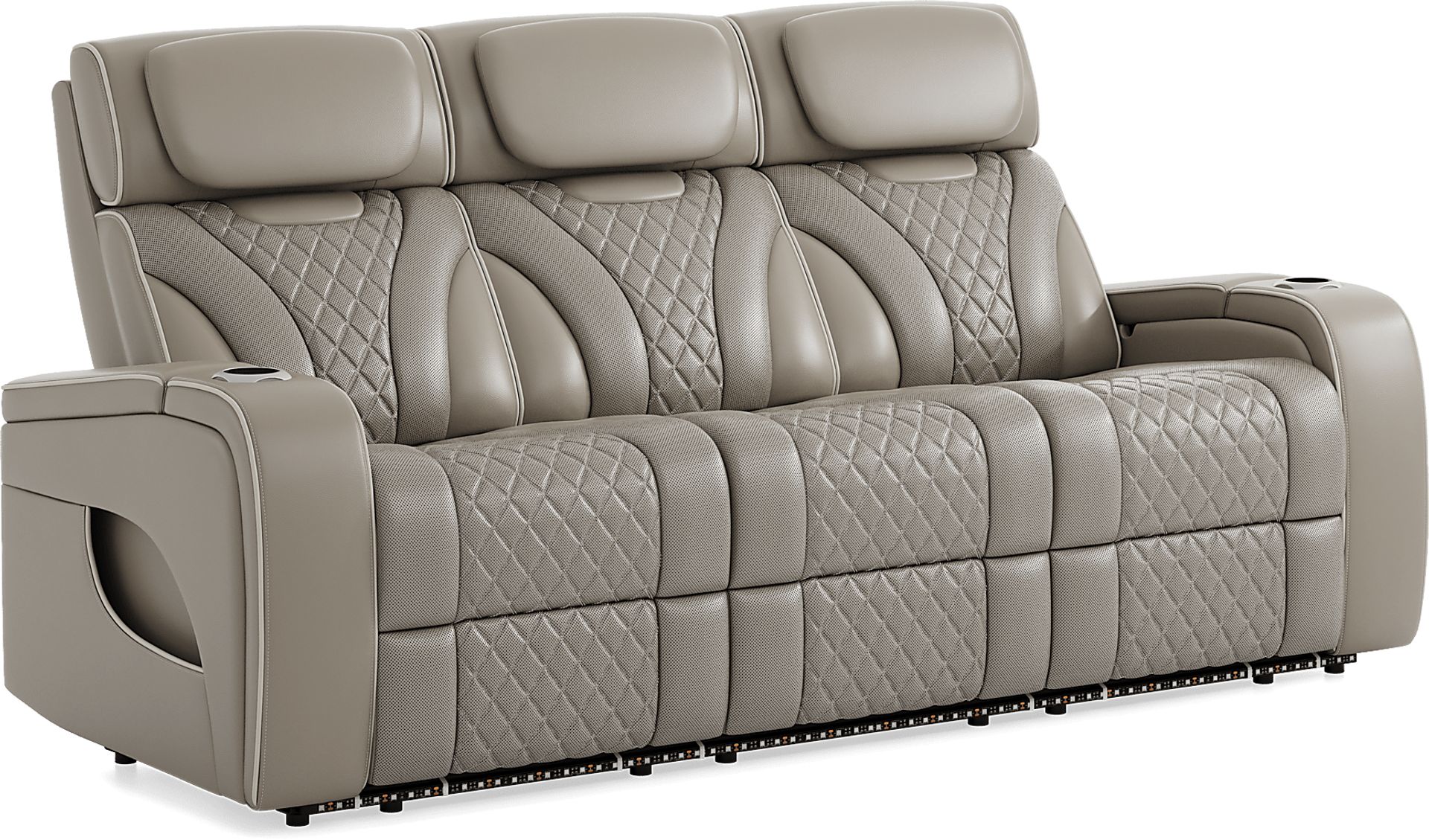 Horizon Ridge Beige Leather 6 Pc Triple Power Reclining Living Room with Massage and Heat - Image 4