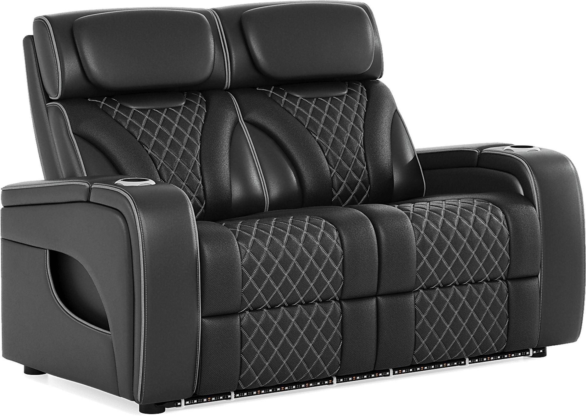 Horizon Ridge Black Leather Loveseat - Image 3