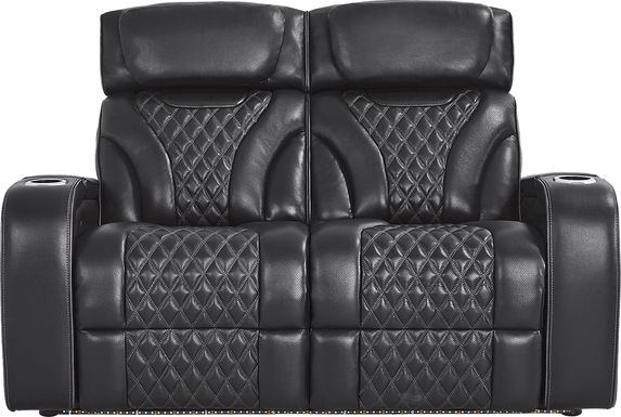 Horizon Ridge Black Leather Loveseat