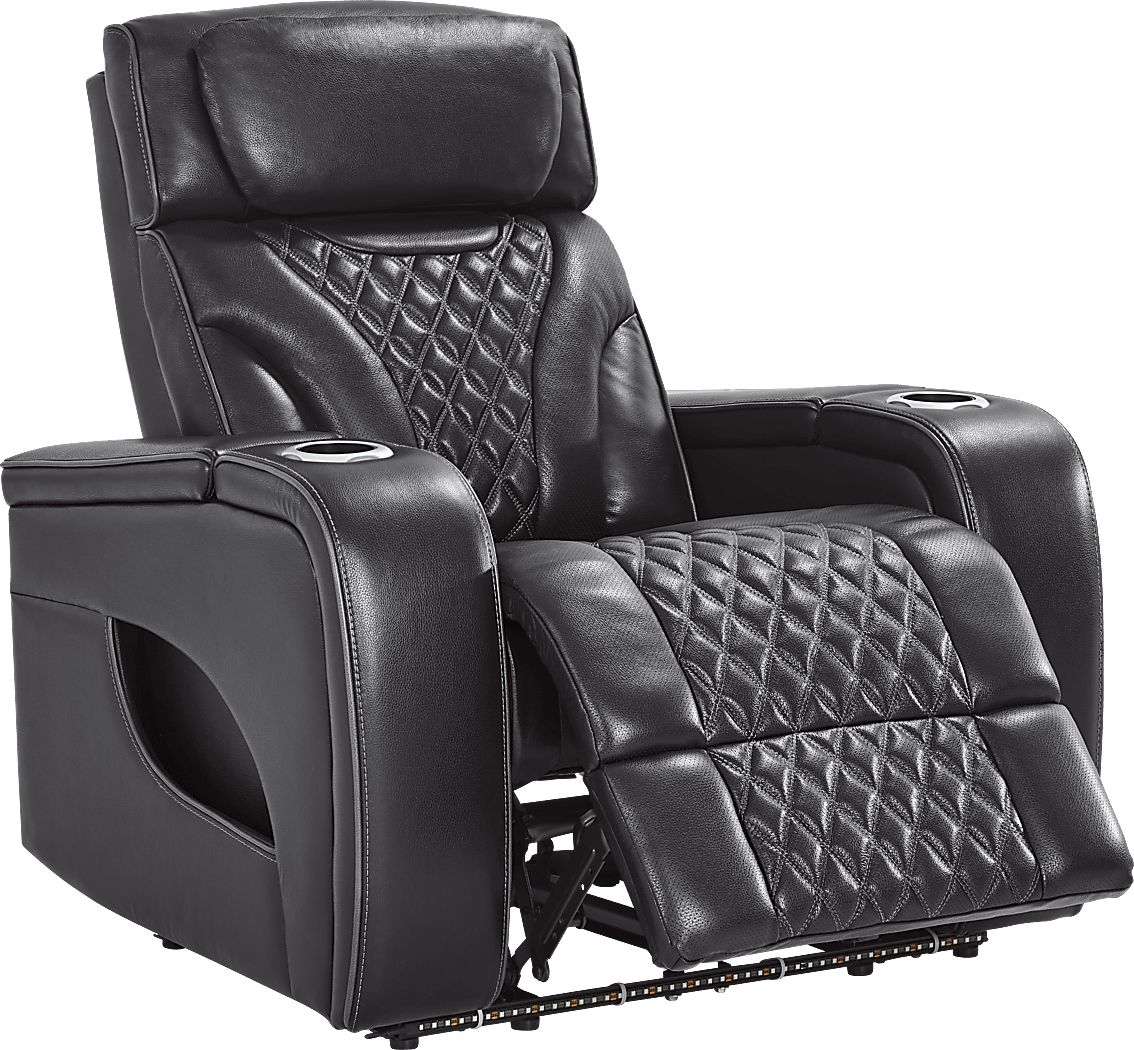 Horizon Ridge Black Leather Triple Power Recliner | Rooms To Go