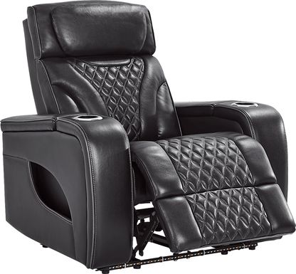 Horizon Ridge Black Leather Triple Power Recliner with Massage and Heat