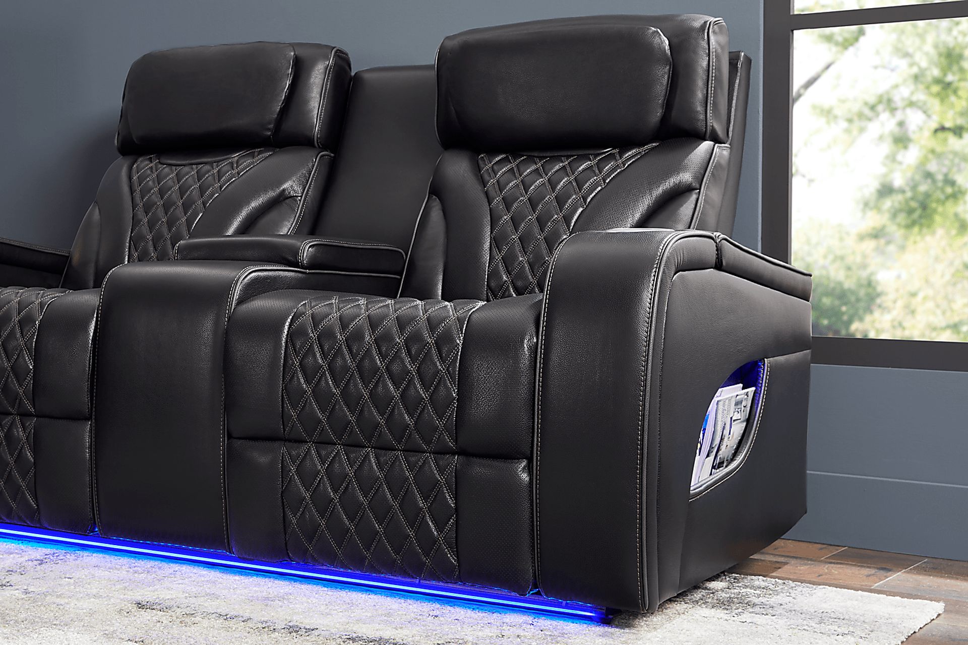 Horizon Ridge Black Leather 6 Pc Triple Power Reclining Living Room with Massage and Heat - Image 24