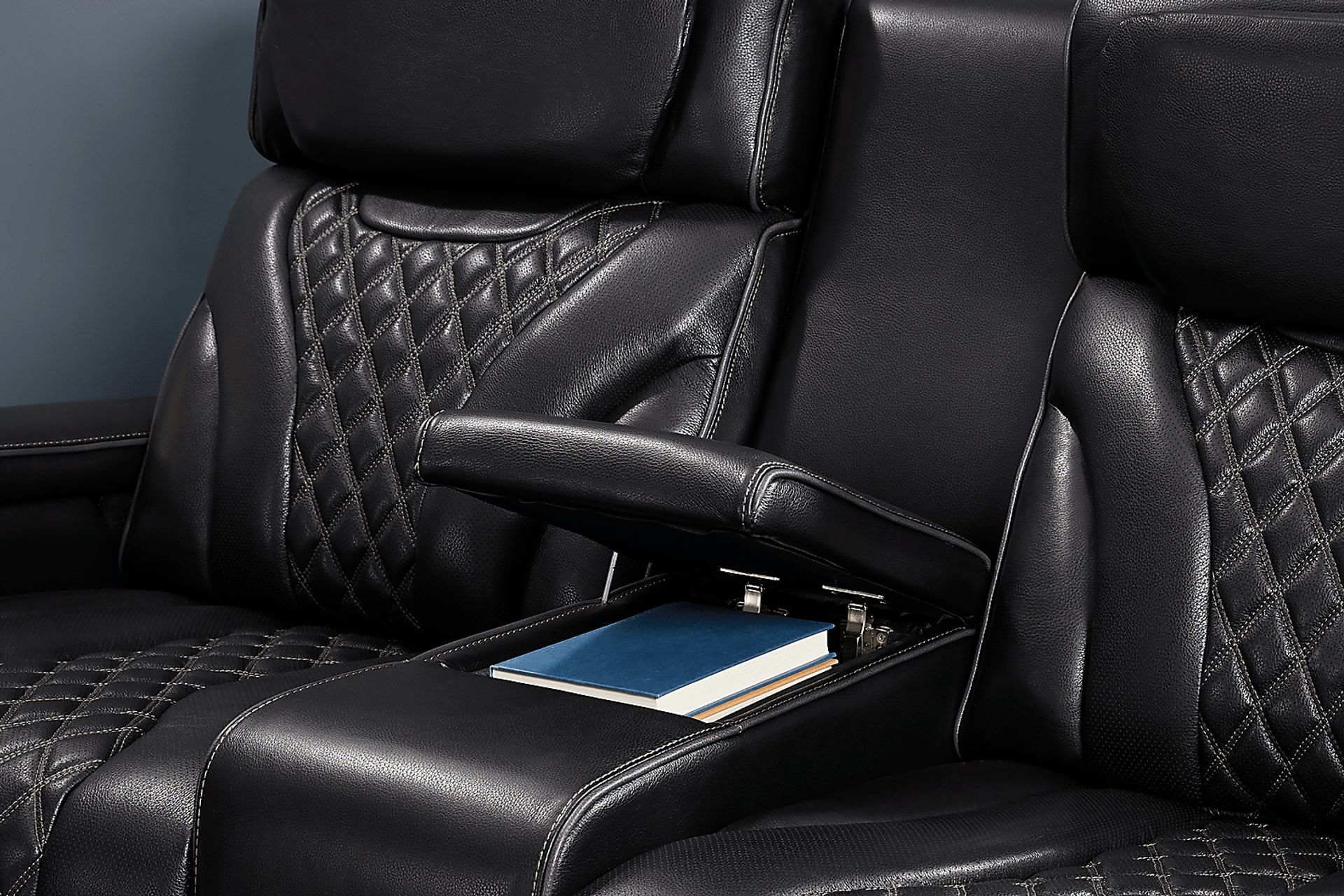 Horizon Ridge Black Leather 6 Pc Triple Power Reclining Living Room with Massage and Heat - Image 25