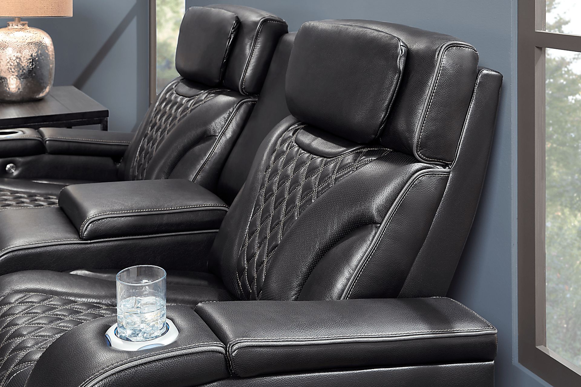 Horizon Ridge Black Leather 5 Pc Triple Power Reclining Living Room with Massage and Heat - Image 16