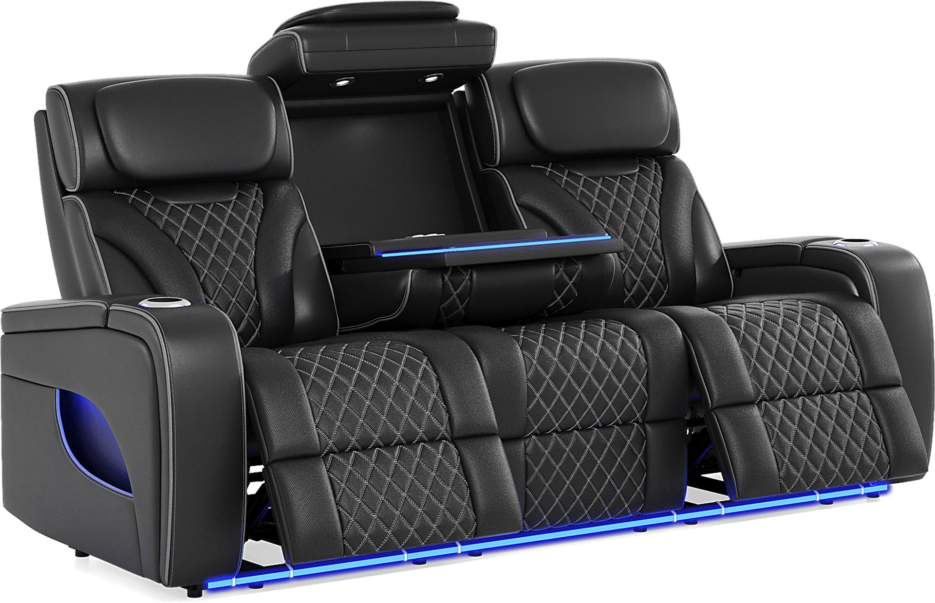 Horizon Ridge 7 Pc Black Leather Triple Power Reclining Living