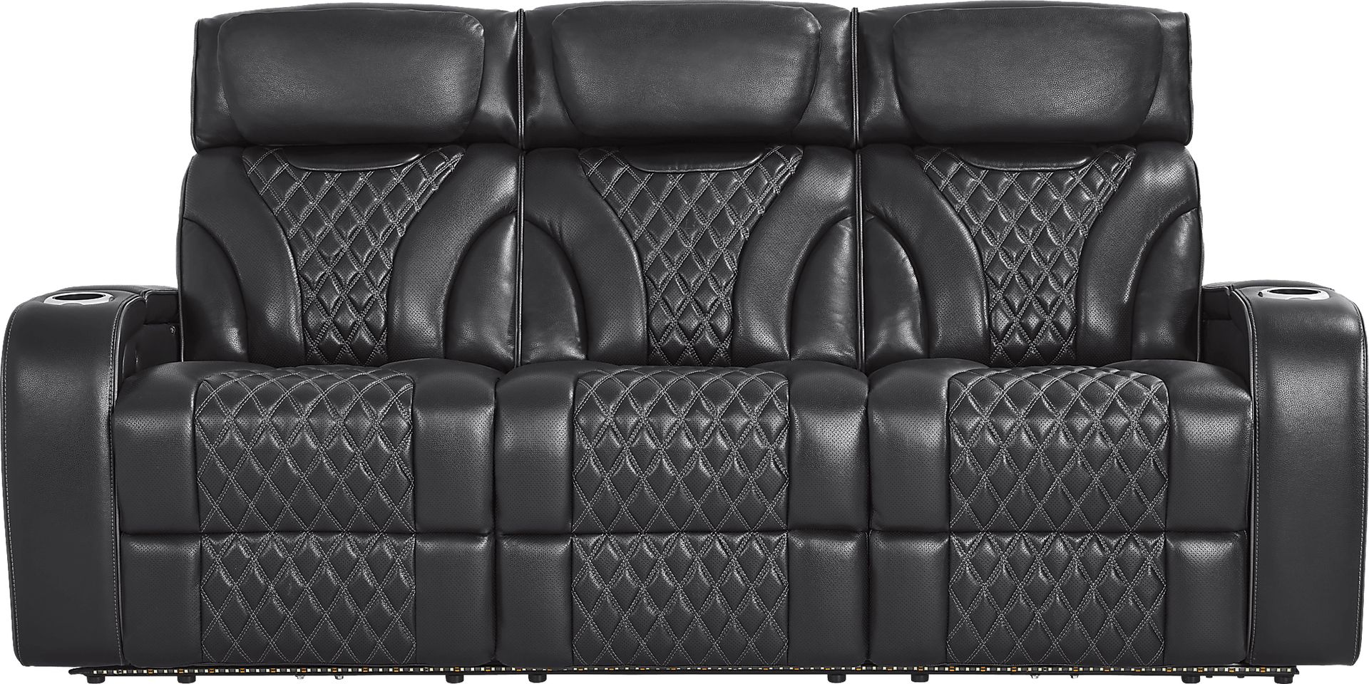 Horizon Ridge Black Leather 7 Pc Living Room with Triple Power Reclining Sofa - Image 4