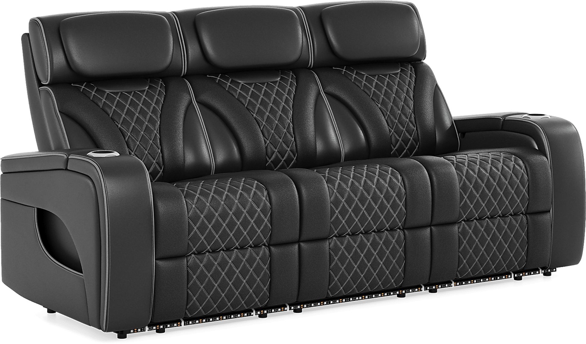 Horizon Ridge 7 Pc Black Leather Triple Power Reclining Living