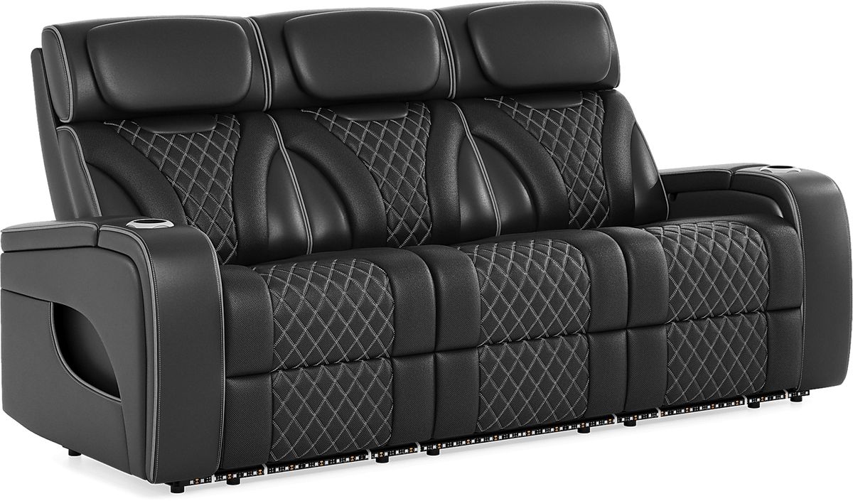 Horizon Ridge 5 Pc Black Leather Triple Power Reclining Living Room Set ...