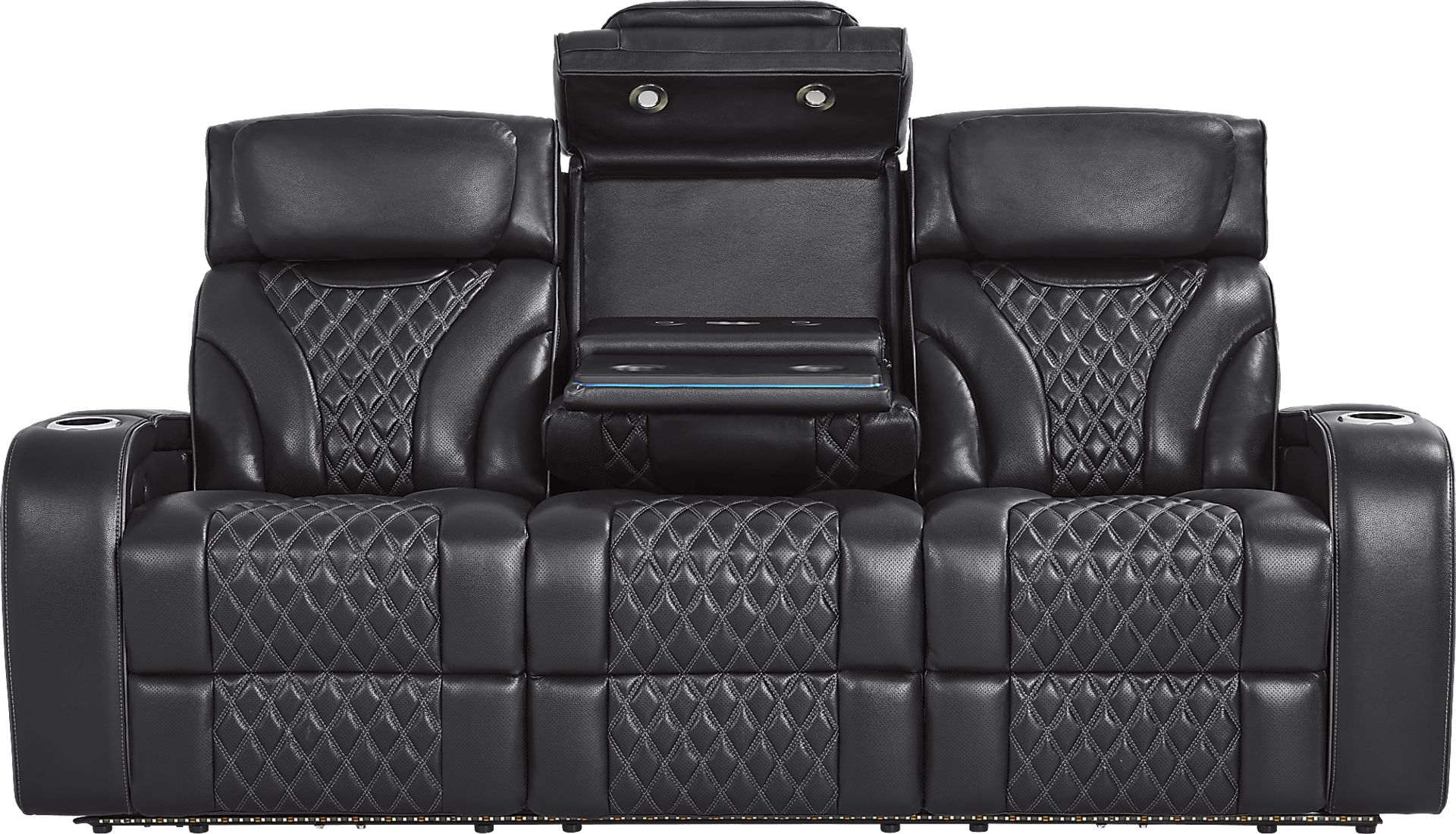 Horizon Ridge Black Leather 8 Pc Living Room with Triple Power Reclining Sofa - Image 5