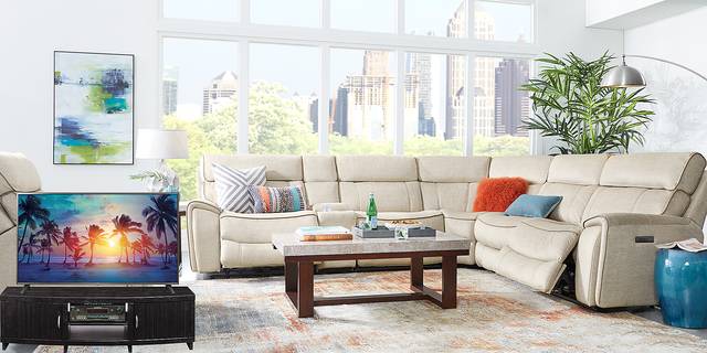 Hosford Beige 10 Pc Sectional Living Room Plus 70 in. TV - Thumbnail - Image 1