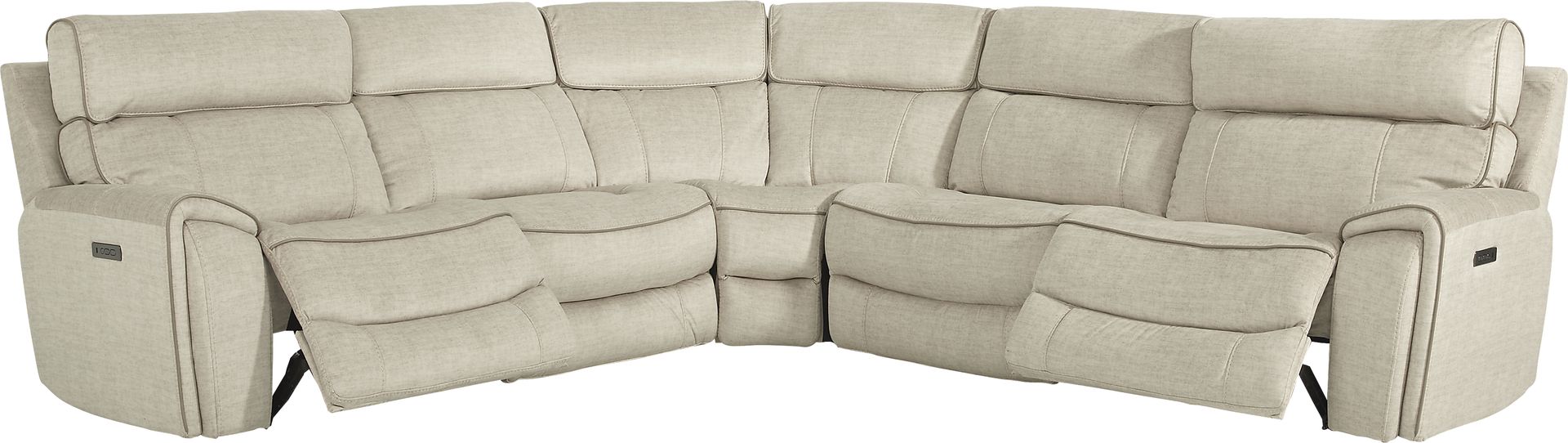 Hosford Beige 5 Pc Dual Power Reclining Sectional - Image 3