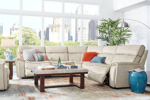 Hosford Beige 5 Pc Reclining Sectional - Thumbnail - Image 2