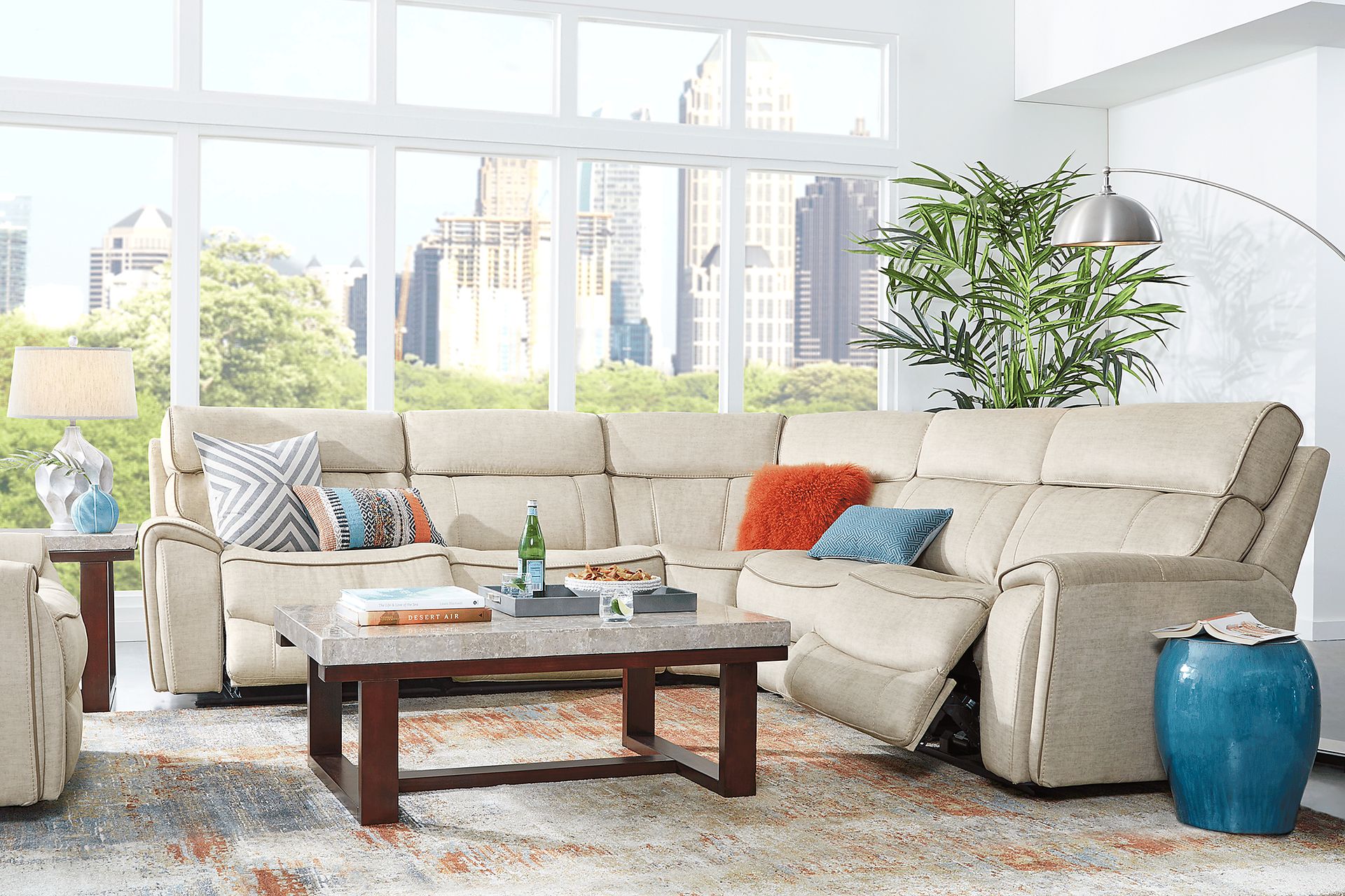 Hosford Beige 5 Pc Reclining Sectional - Image 2