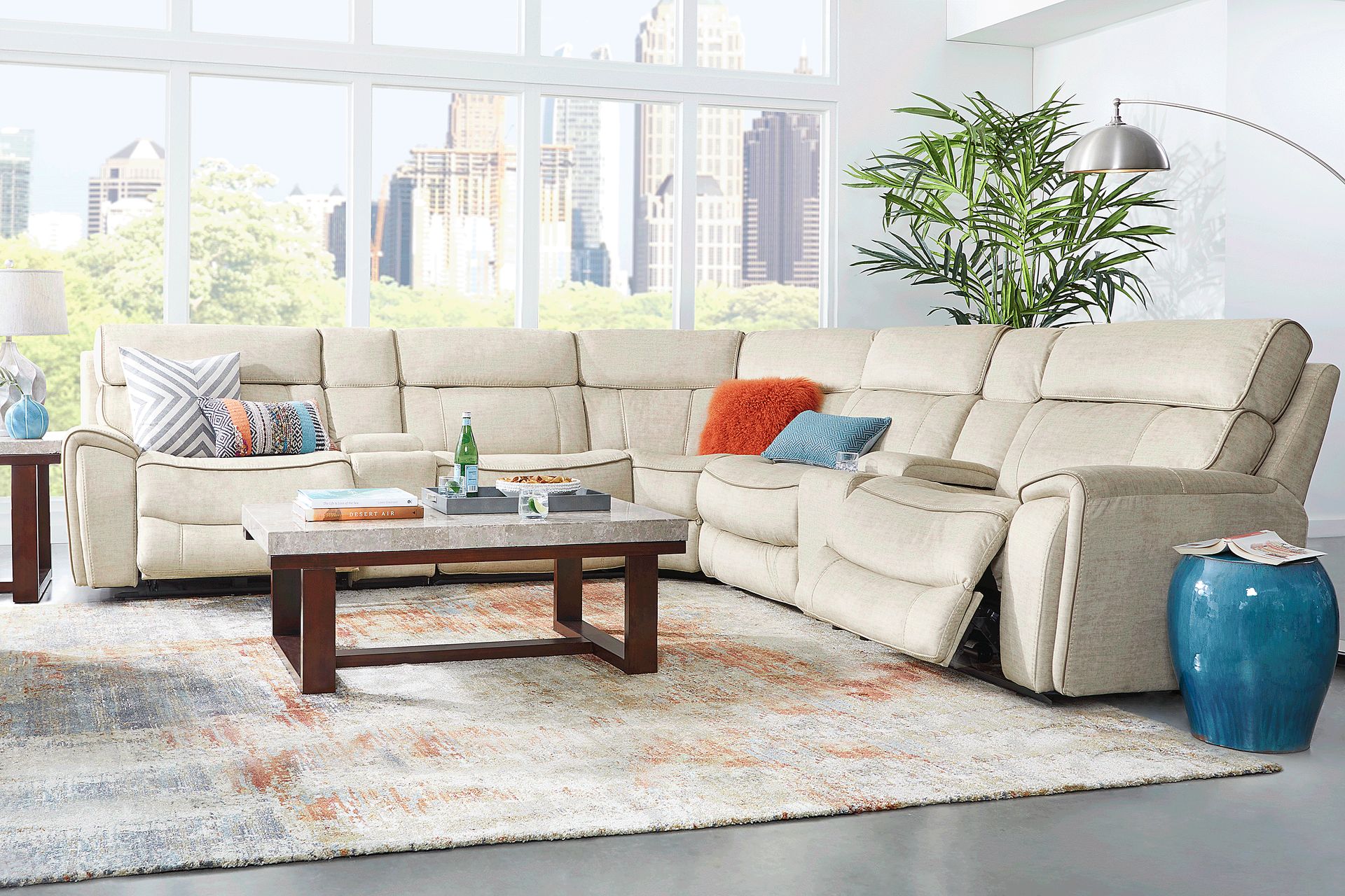 Hosford Beige 7 Pc Reclining Sectional - Image 2